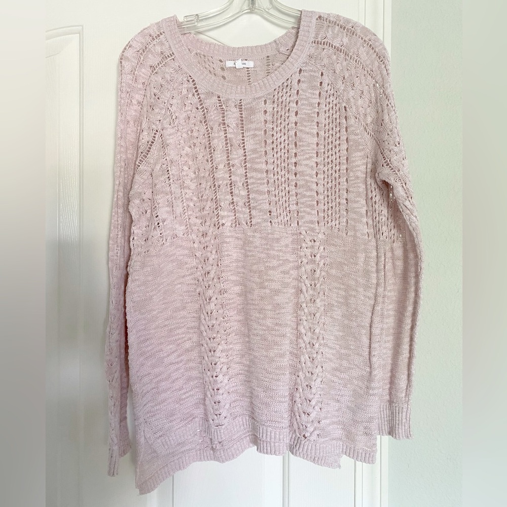 Maurices Women’s Open Stitch Sweater Tunic Top Shirt Light Pink Medium M